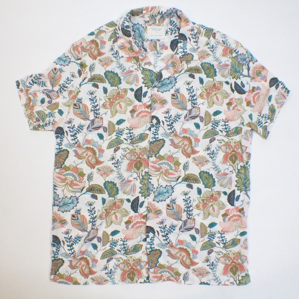 Cactus Man Ricky Singh Floral Button Shirt Mens L Botanical Tropical Retro